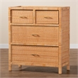 Baxton Studio Vaere Natural Brown Rattan and Mahogany Wood Storage Cabinet