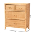 Baxton Studio Vaere Natural Brown Rattan and Mahogany Wood Storage Cabinet