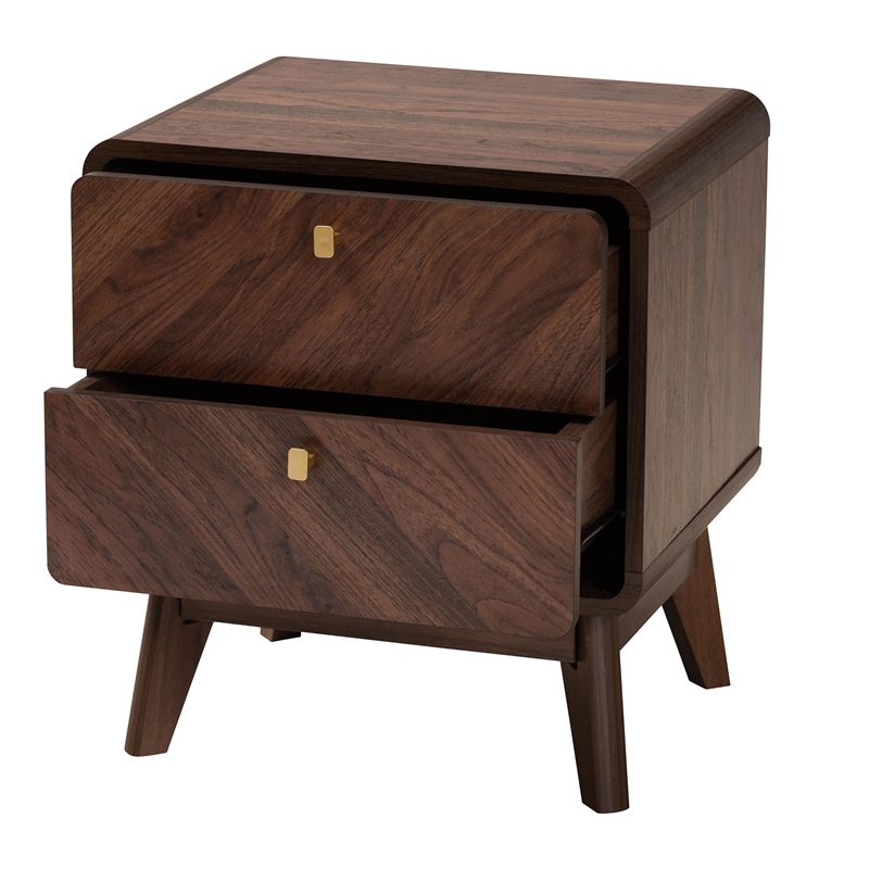Baxton Studio Markell Walnut Brown Finished Wood 2-Drawer Nightstand