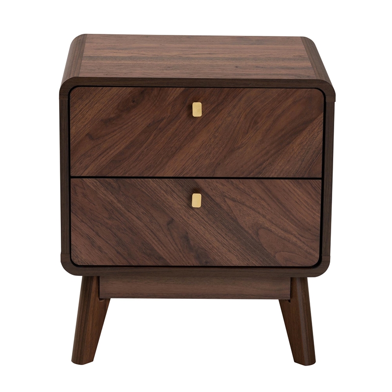 Baxton Studio Markell Walnut Brown Finished Wood 2-Drawer Nightstand