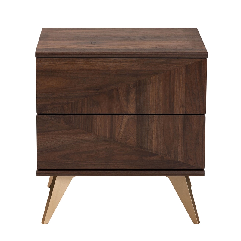 Baxton Studio Graceland Walnut Brown Finished Wood 2-Drawer Nightstand