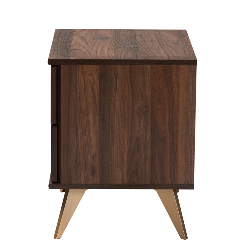 Baxton Studio Graceland Walnut Brown Finished Wood 2-Drawer Nightstand