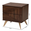 Baxton Studio Graceland Walnut Brown Finished Wood 2-Drawer Nightstand
