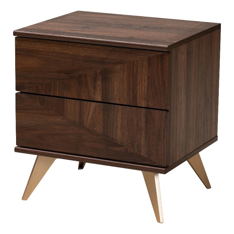 Baxton Studio Graceland Walnut Brown Finished Wood 2-Drawer Nightstand