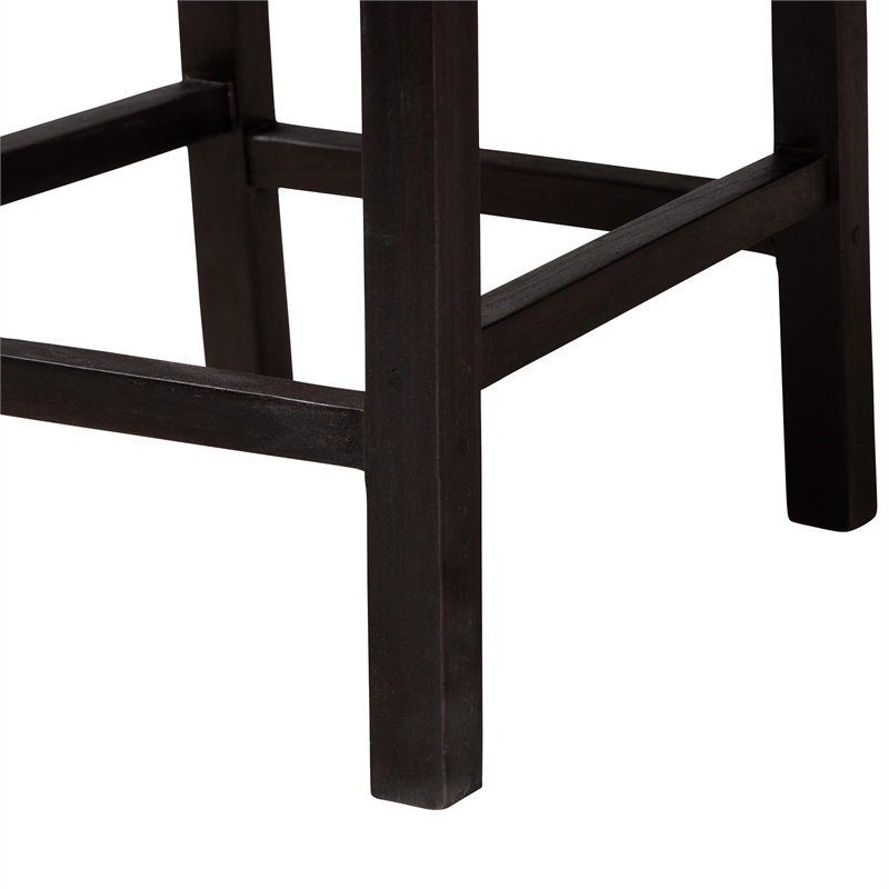 Baxton Studio Laymi Dark Brown Mahogany Wood and Seagrass Counter Stool