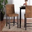 Baxton Studio Laymi Dark Brown Mahogany Wood and Seagrass Counter Stool