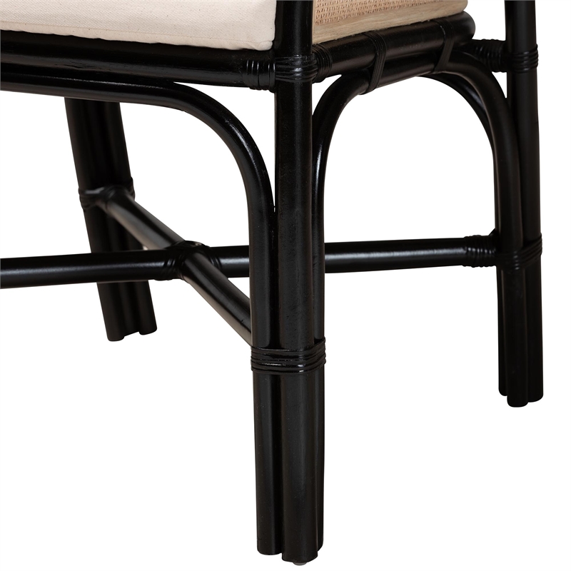Baxton Studio Miranda Two-Tone Black and Natural Brown Rattan Dining Chair