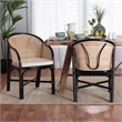 Baxton Studio Miranda Two-Tone Black and Natural Brown Rattan Dining Chair