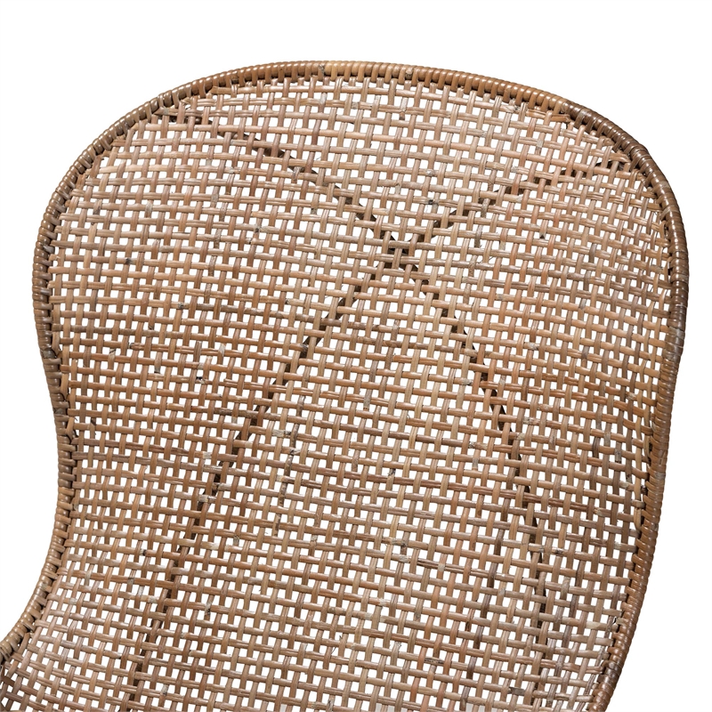Baxton Studio Sabelle Japandi Gray Rattan and Black Metal Dining Chair