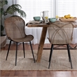 Baxton Studio Sabelle Japandi Gray Rattan and Black Metal Dining Chair
