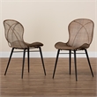 Baxton Studio Sabelle Japandi Gray Rattan and Black Metal Dining Chair