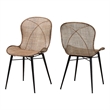Baxton Studio Sabelle Japandi Gray Rattan and Black Metal Dining Chair