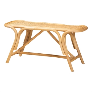 Baxton Studio Septa Modern Bohemian Natural Brown Rattan Accent Bench