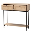 Baxton Studio Sherwin Brown and Black 2-Drawer Console Table with Rattan Accent