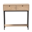 Baxton Studio Sherwin Brown and Black 2-Drawer Console Table with Rattan Accent