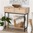 Baxton Studio Sherwin Brown and Black 2-Drawer Console Table with Rattan Accent