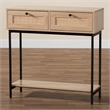 Baxton Studio Sherwin Brown and Black 2-Drawer Console Table with Rattan Accent