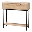 Baxton Studio Sherwin Brown and Black 2-Drawer Console Table with Rattan Accent