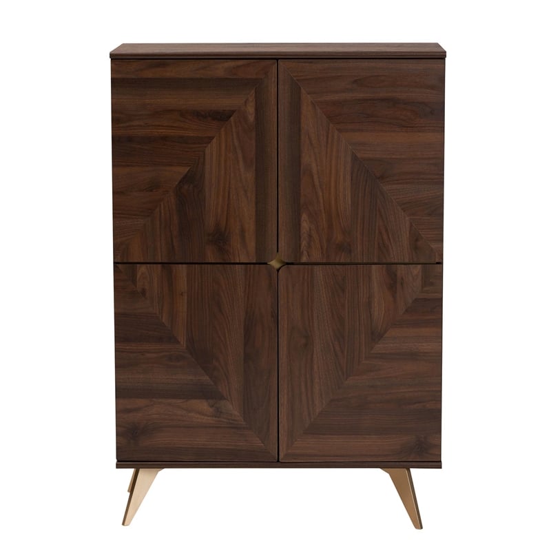 Baxton Studio Graceland Walnut Brown Finished Wood Shoe Cabinet
