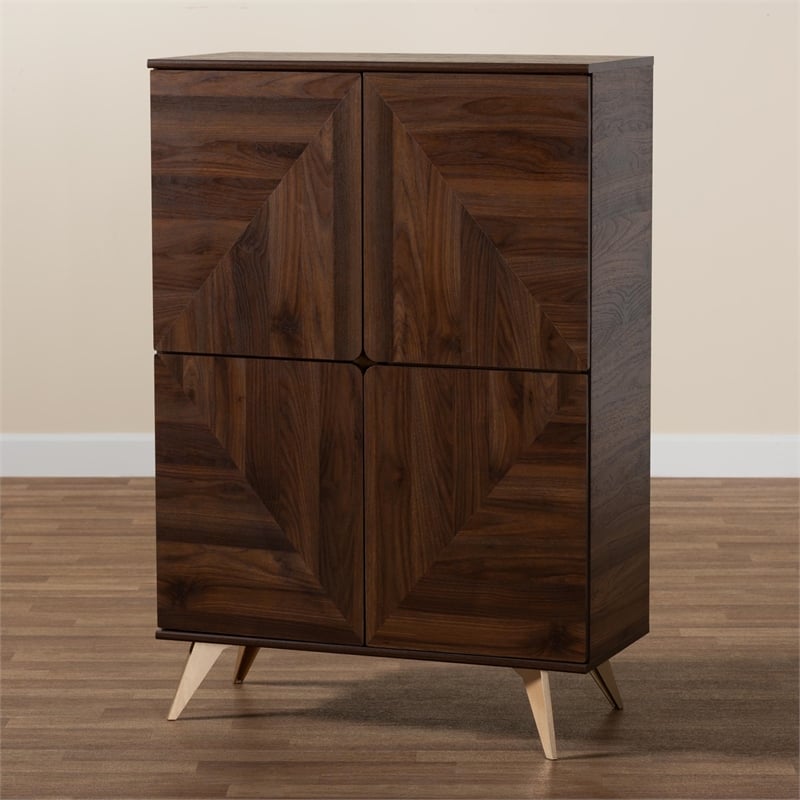Baxton Studio Graceland Walnut Brown Finished Wood Shoe Cabinet