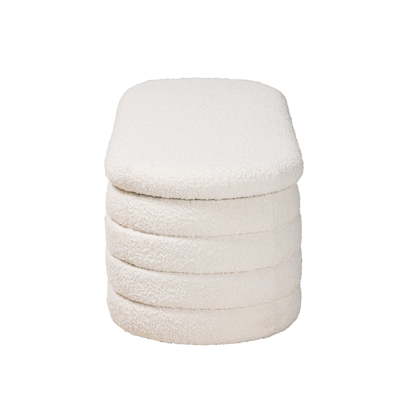 Baxton Studio Betiana Cream Boucle Fabric and Walnut Brown Wood Storage Bench