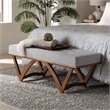 Baxton Studio Chenoa Gray Boucle Fabric and Walnut Brown Wood Bench