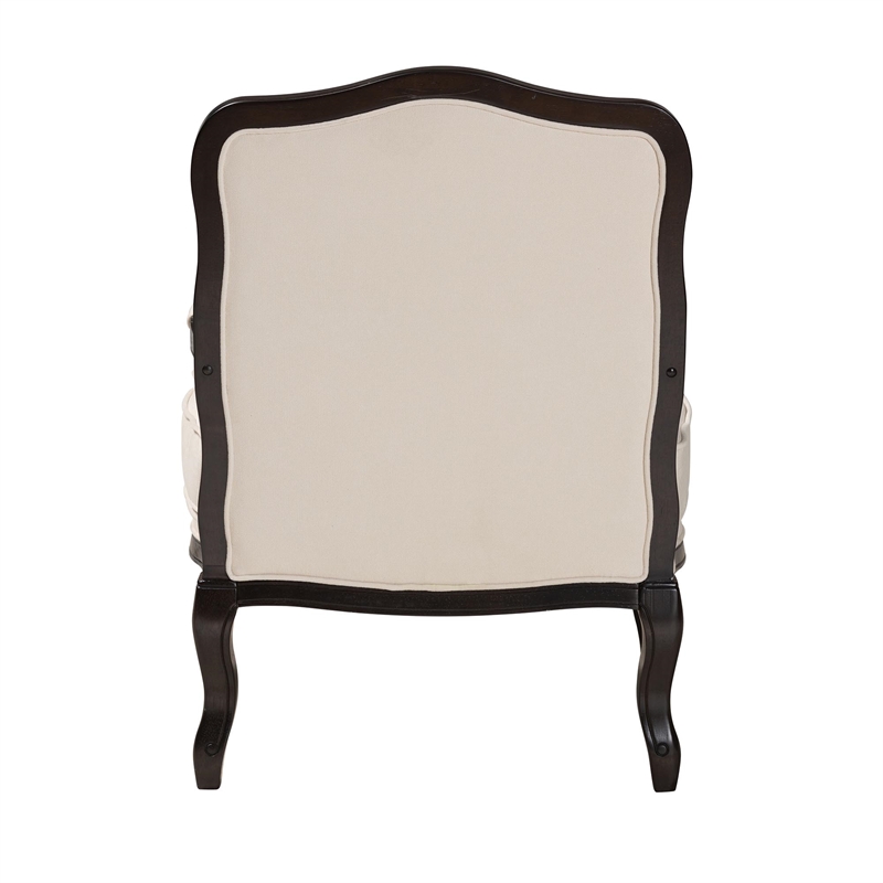Baxton Studio Dion Cream Fabric and Wenge Brown Finished Wood Accent Chair