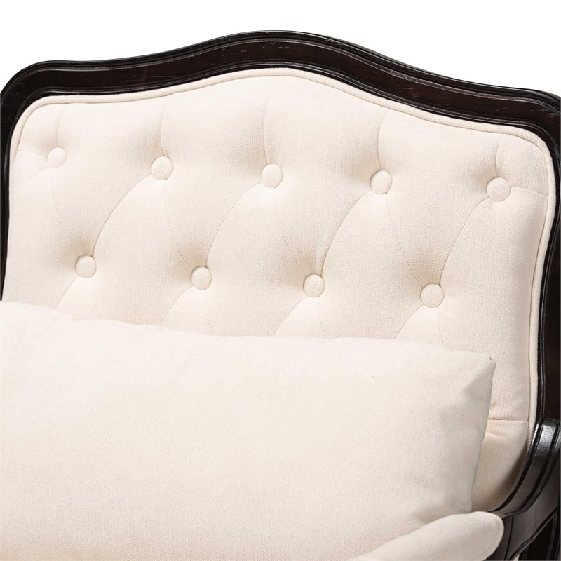 Baxton Studio Dion Cream Fabric and Wenge Brown Finished Wood Accent Chair