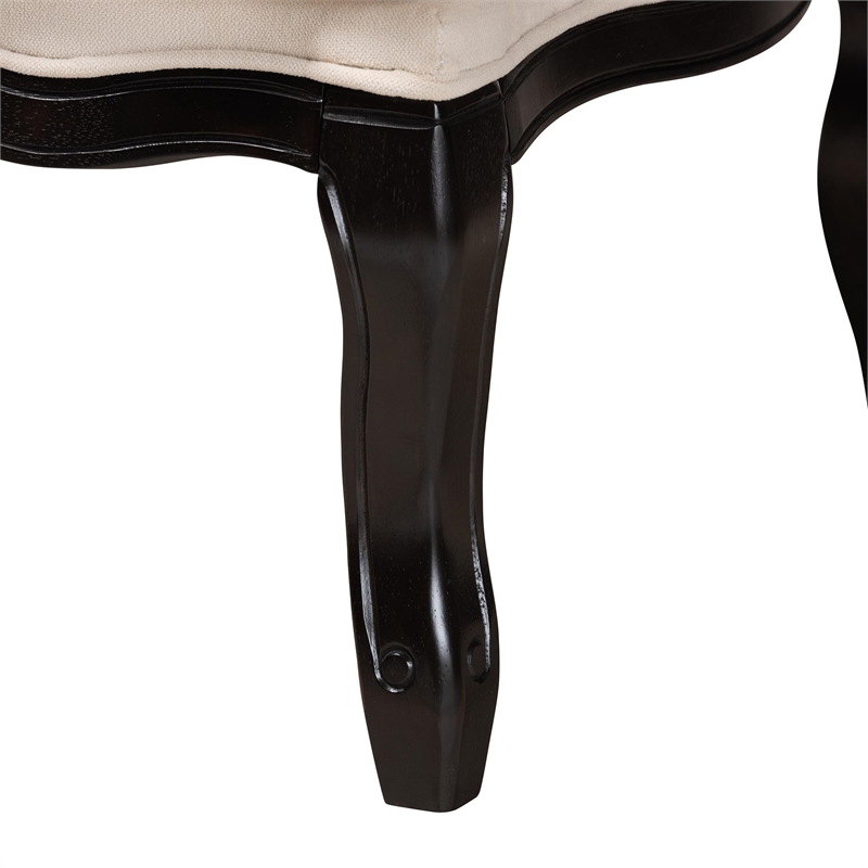 Baxton Studio Dion Cream Fabric and Wenge Brown Finished Wood Accent Chair