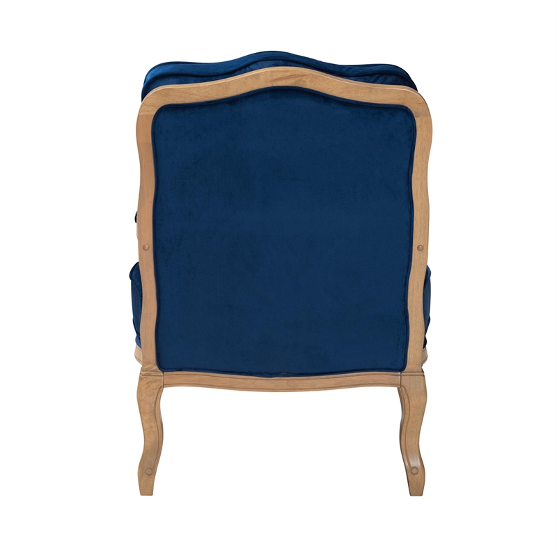 Baxton Studio Jules Blue Fabric and French Oak Brown Finished Wood Accent Chair