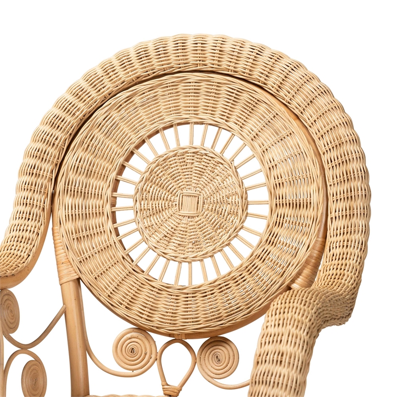 Baxton Studio Putri Modern Bohemian Natural Rattan Arm Chair