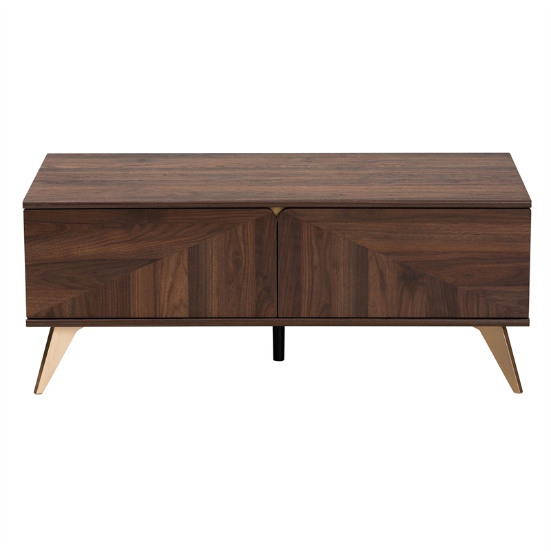 Baxton Studio Graceland Walnut Brown Finished Wood 2-Drawer Coffee Table