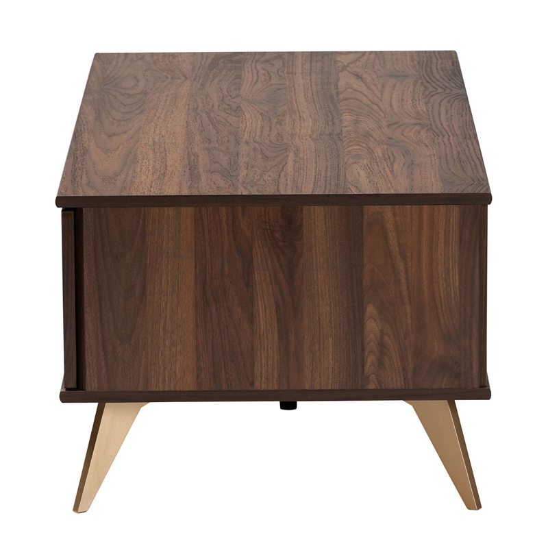 Baxton Studio Graceland Walnut Brown Finished Wood 2-Drawer Coffee Table