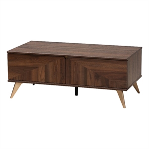 Baxton Studio Graceland Walnut Brown Finished Wood 2-Drawer Coffee Table