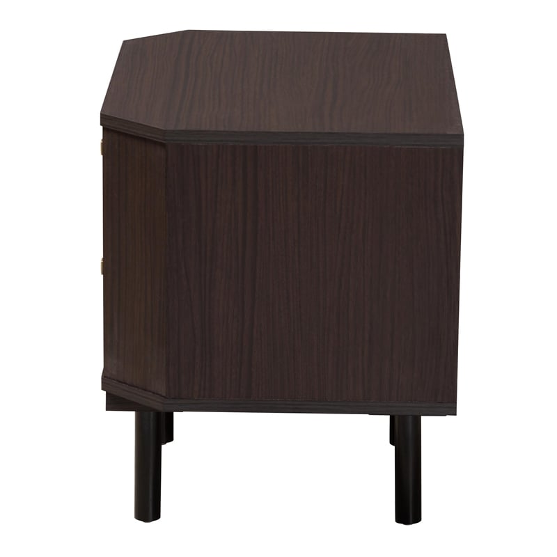 Baxton Studio Norwood Two-Tone Black and Espresso Brown Wood 2-Drawer End Table