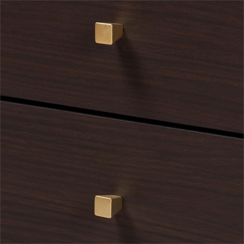 Baxton Studio Norwood Two-Tone Black and Espresso Brown Wood 2-Drawer End Table