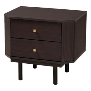 Baxton Studio Norwood Two-Tone Black and Espresso Brown Wood 2-Drawer End Table