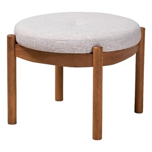 Baxton Studio Iliana Gray Beige Fabric and Walnut Brown Wood Ottoman Footstool