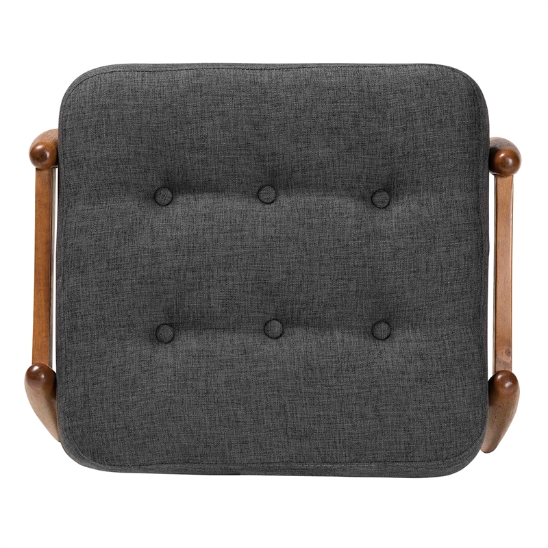 Baxton Studio Jeanine Gray Fabric and Walnut Brown Wood Ottoman Footstool