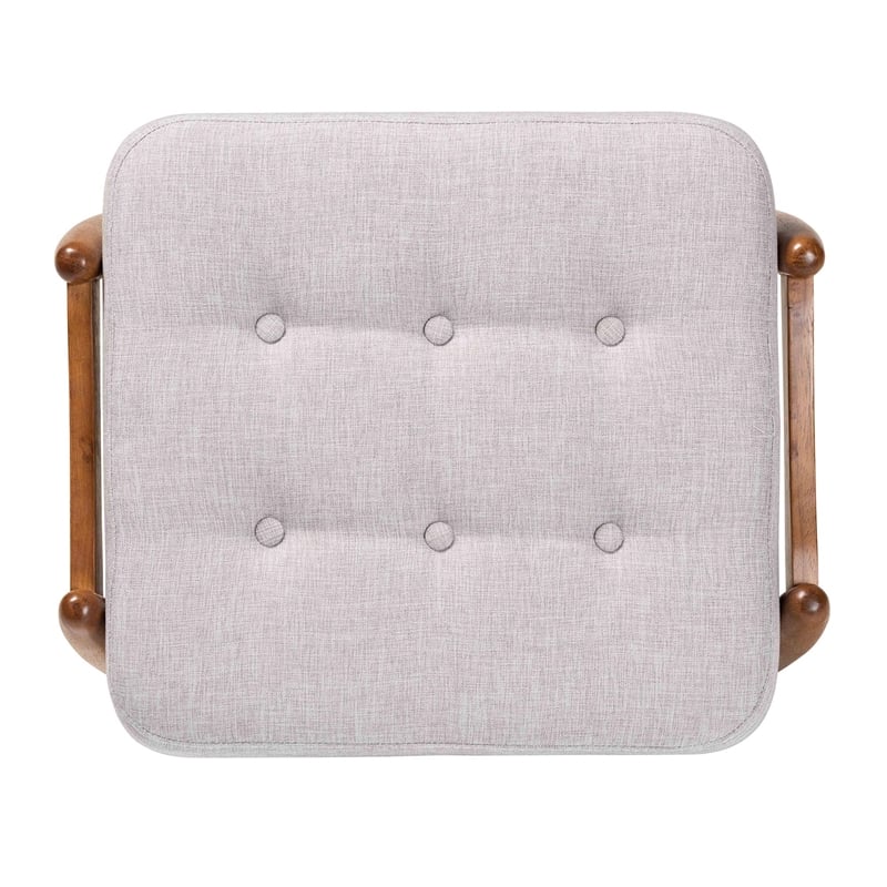 Baxton Studio Jeanine Gray Beige Fabric and Walnut Brown Wood Ottoman Footstool