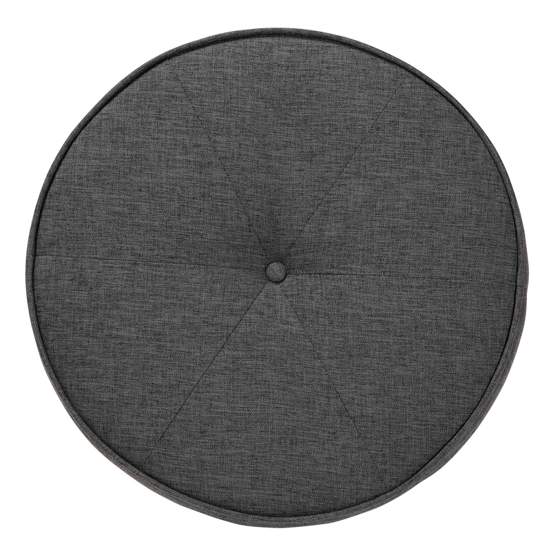 Baxton Studio Theo Gray Beige Fabric and Walnut Brown Wood Ottoman Footstool