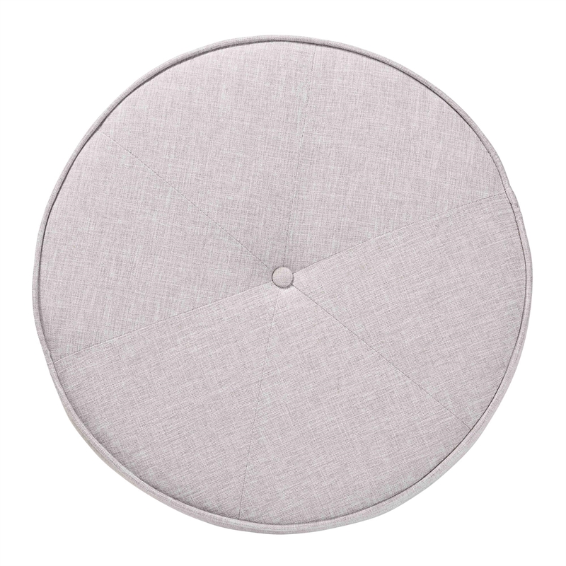 Baxton Studio Theo Gray Beige Fabric and Walnut Brown Wood Ottoman Footstool