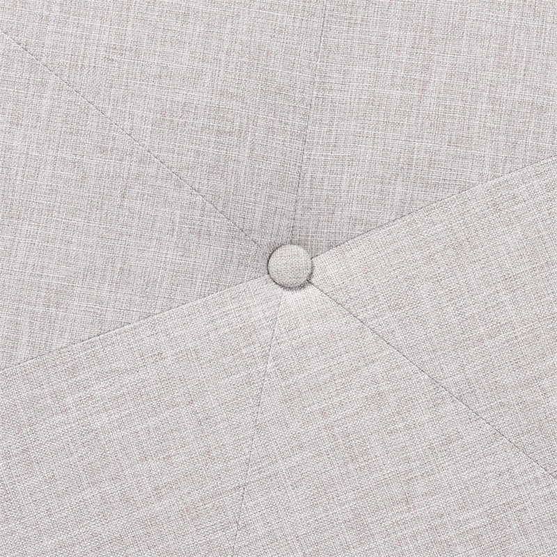 Baxton Studio Theo Gray Beige Fabric and Walnut Brown Wood Ottoman Footstool