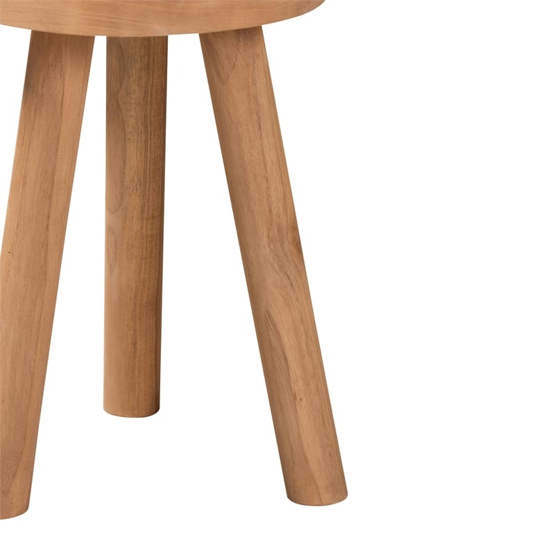 Baxton Studio Terah Modern Natural Brown Teak Wood Ottoman Footstool