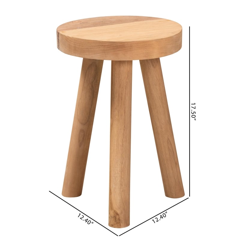 Baxton Studio Terah Modern Natural Brown Teak Wood Ottoman Footstool