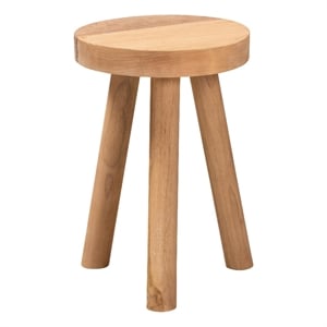 Baxton Studio Terah Modern Natural Brown Teak Wood Ottoman Footstool