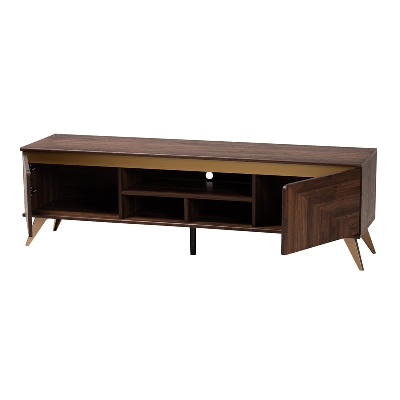 Baxton Studio Graceland Transitional Walnut Brown Finished Wood 2-Door TV Stand