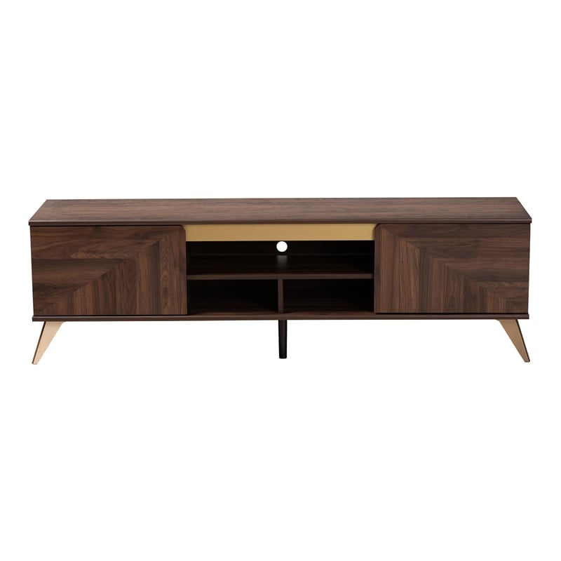 Baxton Studio Graceland Transitional Walnut Brown Finished Wood 2-Door TV Stand