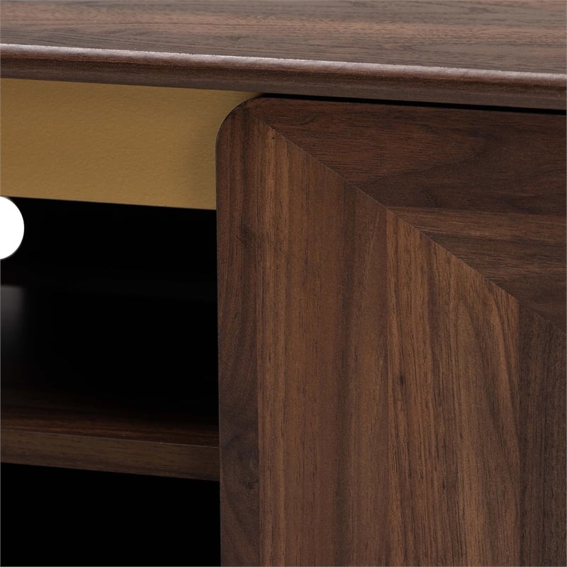 Baxton Studio Graceland Transitional Walnut Brown Finished Wood 2-Door TV Stand