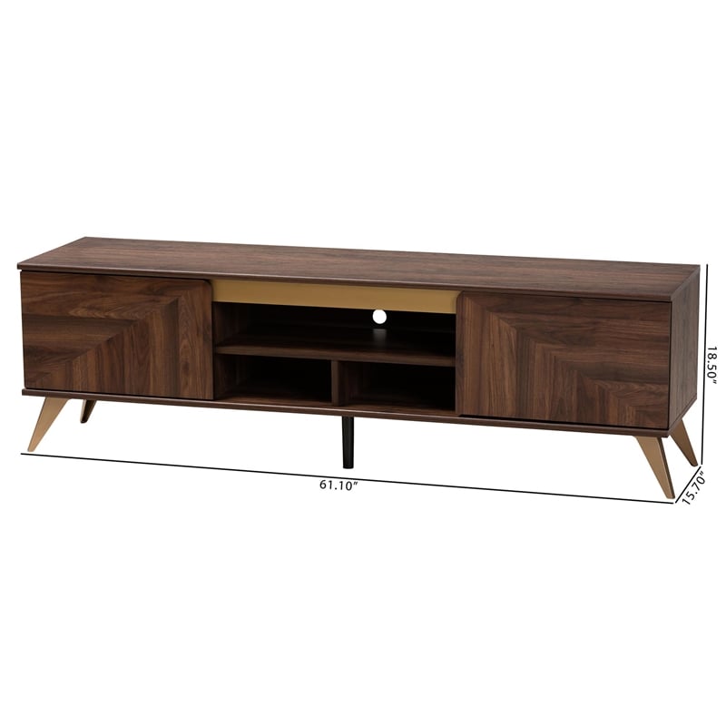 Baxton Studio Graceland Transitional Walnut Brown Finished Wood 2-Door TV Stand